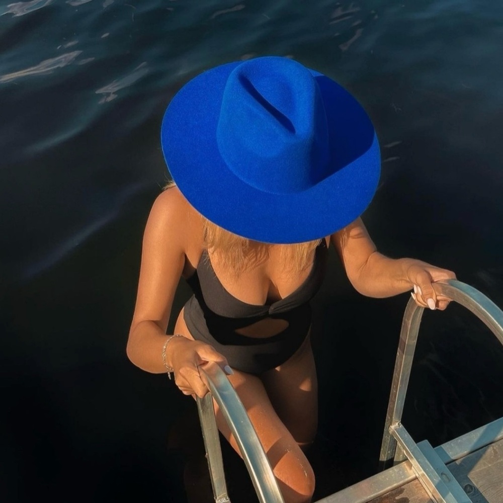 Unmuted-Ibiza Royal Blue Wide-Brim Hat